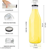 Clear transparent 1000ml glass bottle with air-tight black lid - pack of 1 (Fridge glass bottle)
