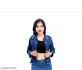 Denim dyed/washed waistcoat for women, trendy fashionable long-sleeved jacket from India (S: Bust 34in, Length 19in | M: Bust 36in, Length 20in | L: Bust 38in, Length 21in | XL: Bust 40in, Length 21in)