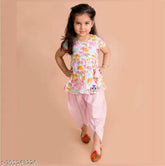 Cotton Anarkali Kurta and Dhoti Set from Kavya Collection, vibrant printed party wear for girls aged 2-8 years. Indian festive fashion