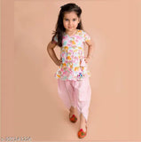 Cotton Anarkali Kurta and Dhoti Set from Kavya Collection, vibrant printed party wear for girls aged 2-8 years. Indian festive fashion