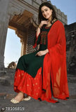 Rayon embroidered dupatta set with three-quarter sleeves, Indian women's fashion, rayon fabric