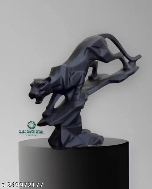 Black resin Black Panther Feng Shui figurine for home decor, 7.5 inch height