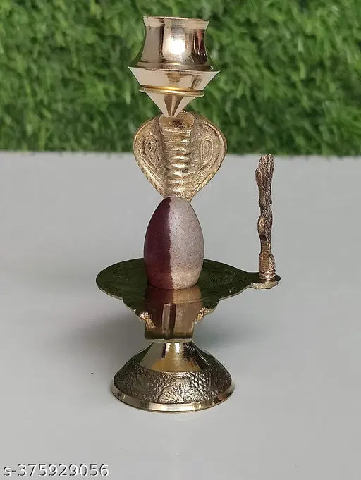 Brass Ardhnarishwar Narmada Shivling for daily home Pooja idol, 3cm L x 10cm H x 8cm B, India origin