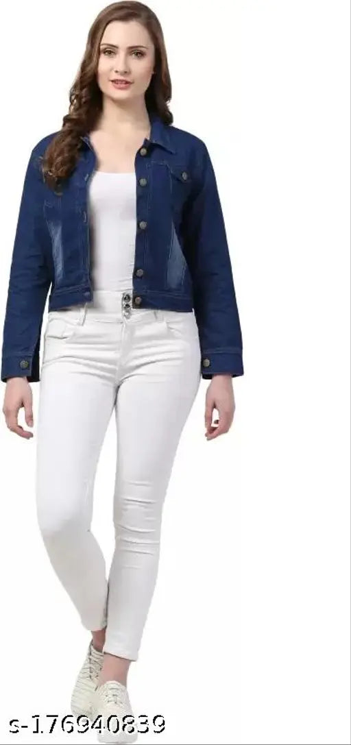 Comfortable and fashionable regular fit denim jacket (S-XL), self-design pattern, full sleeves. Perfect for any occasion or festival wear