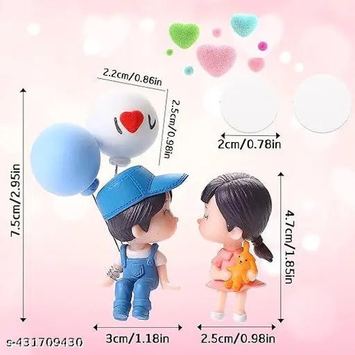 Car dashboard toys - adorable cartoon couples action figurines, Indian-made car decoration accessory for energetic ride