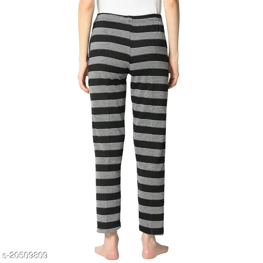 Black cotton blend self-design straight-fit trousers for women, one pair with size 36 (waist 32in, length 39in), made in India