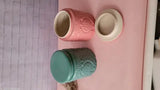 Green and pink ceramic jar, freezer-safe for food storage, high-quality set of 2 from Allcreations, India