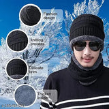 Black wool balaclava cap with Bennie cup, men's and women's winter headwear accessory (Fur patterned, onesize)