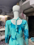 Sky Blue Georgette print Gown for Women, high-quality, versatile ethnic/casual wear, suitable for weddings or parties