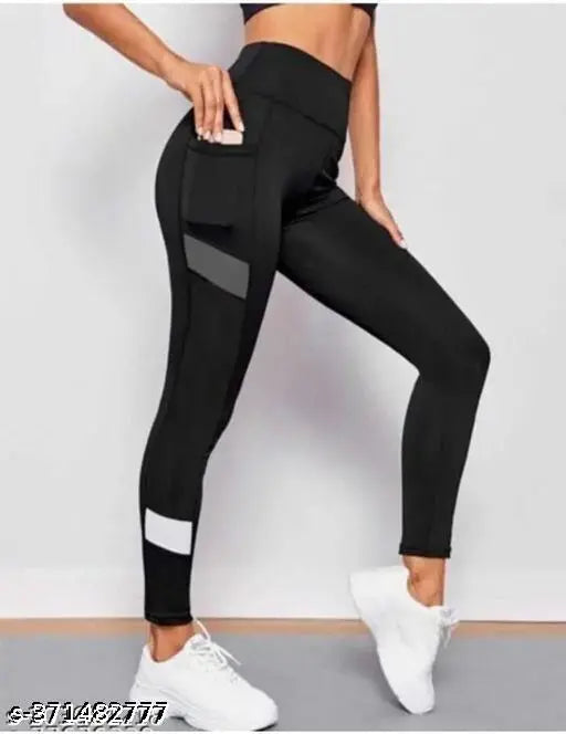 Stretchable striped sports track pants for women & girls, lightweight and breathable gym jeggings by The Luxurious Hub. Free size fits waist 28-34 inches