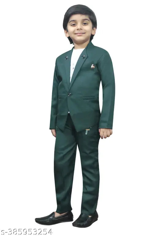 Cotton blend solid boys' blazer suit set for 7-8 years, rich look fashion on display