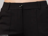 Cotton Lycra Tiger Style Simplicity Straight Fit Pant for Women and Girls, solid black leggings for women and girls, India-made fashionable leggings