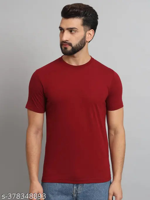 Cotton blend men's solid t-shirt pack with sizes S, M, L, XL, XXL originating from India