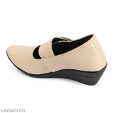 Synthetic striped moccasins for women, comfortable slip-on formal loafers with cushioned footbed, flexible design for party wear and office use