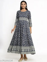 Rayon Anarkali grey women's ethnic wear, three-quarter sleeves, printed design from Kipek India