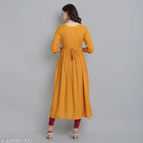 Rayon embroidered A-line kurta, three-quarter sleeves by fashion patti. Indian ethnic wear for women, size S & M