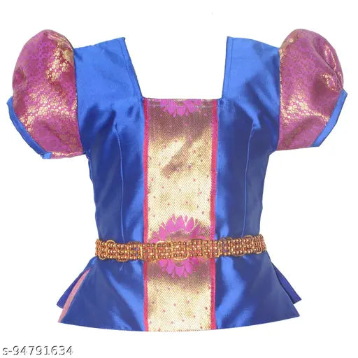 Cotton Silk Saranya Pattu Girls Lehanga Choli with waist belt, vibrant floral design, suitable for festivals and parties, made in India