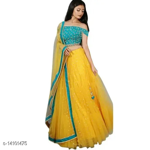 Embellished heavy embroidery work dupion silk & net lehenga choli and lace net dupatta - Winter Special Design, India