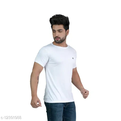 Leebonee Men's solid polyester Dry-Fit T-shirt, short sleeves, available in multiple sizes from M to 4XL, made in India
