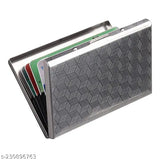 Silver stainless steel RFID blocking 6-card holder, durable and compact design for professional use, India origin