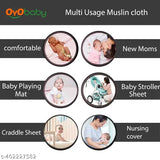 White pack of 3 OYO BABY muslin swaddle cloths, premium organic cotton for babies
