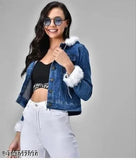XL solid denim women's hood jacket from India