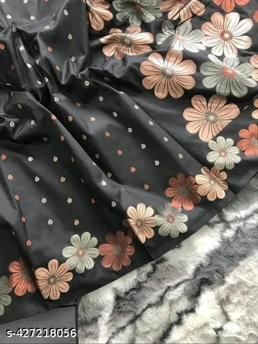 Jacquard Banarasi Silk Saree with Georgette Unstitched Blouse, embellished in Zari work for festive occasions