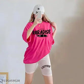 Plus size cotton blend oversized printed T-shirt, half sleeve round neck by TROND - statement fashion wear