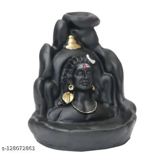 Poly Resin Shiva Adi Shankara Statue with Backflow Incense Holder, handcrafted from India