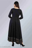 Black rayon anarkali kurta 42, embroidered with golden accents, flared silhouette, festive occasion wear
