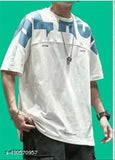 Mens printed round neck cotton t-shirt, short sleeves, solid design for men, size S - India