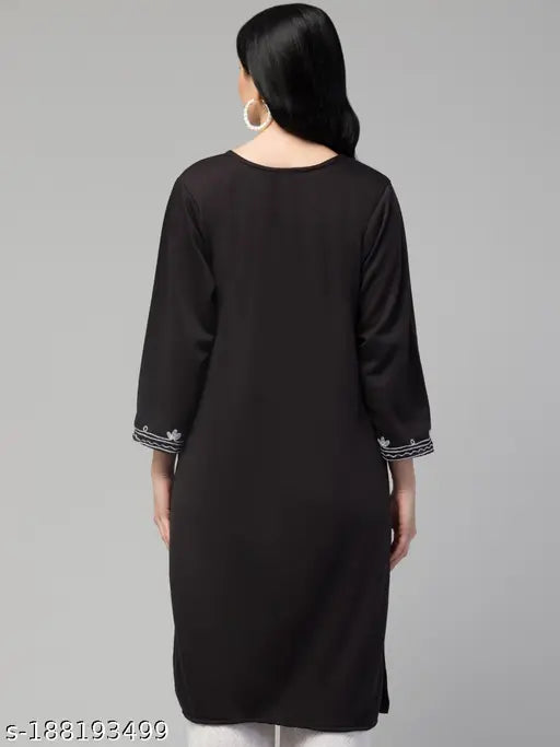 Woolen embroidered kurtis for girls and women, three-quarter sleeves. Comfortable winter wear from India." (103 characters)