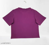 Stylish printed women's half-sleeve collar crop top cotton t-shirt, short-sleeved, India-made