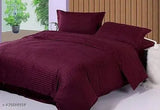 90x90 inch Roomstyle180 TC Glace Cotton Plain Stripe Double Bedsheet & Pillow Covers, premium satin striped hotel-like style