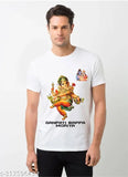 Cotton blend Ganpati festival T-shirt, printed with Hindu deity artwork on short sleeves, available in M, L, XL, XXL sizes (M: 38in chest)