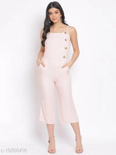 Peach viscose women's jumpsuit, sleeveless solid color regular fit from Oxolloxo