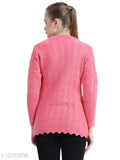 Pink wool embroidered round neck sweater, intricate design on display, size L (bust 40in, length 30in), from Matelco, India