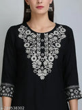 Rayon embroidered women's top - Indian festival-inspired partywear with three-quarter sleeves