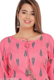 Rayon printed three-quarter sleeves classic kurti for fancy party wear, affordable Indian fashion on rack