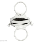 White faux leather sling bag, Indian-made, with 2 compartments