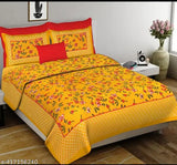 Pure cotton floral double/king bedsheet with 2 pillow covers, ideal for summer, by Fabriko