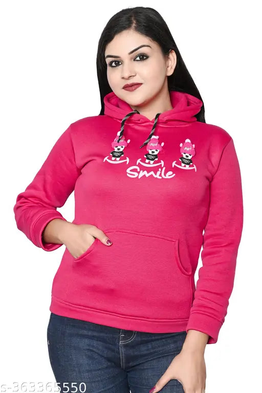 Wool long-sleeve graphic print hoodie for girls, suitable for winter. Printed design on warm 80% cotton, 20% polyester material