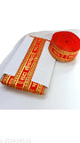 Red lace border, 2-inch wide golden paper sheet work for sarees, lehengas, dupattas, and choli suits. Indian-made lace ribbon rolls
