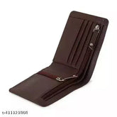 Brown artificial leather Zubex men's wallet with 5 card slots, casual and trendy for evening/party events. Solid pattern, free size (11cm x 9cm), made in India