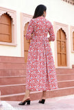 Cotton printed Chikankari Anarkali kurti, three-quarter sleeves, latest design for women in multiple sizes