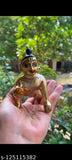 Hand-painted brass Krishna idol, modern Laddoo Gopal Ji figure with Netr Shringar and gold color detailing. Size: 8x5x8 cm, ideal for home decor or office table sculpture