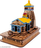 Handcrafted wooden Shiv temple, Shri Kedarnath design. Premium wooden miniature mandir for home or office decor. (9x5.5x10 cm)