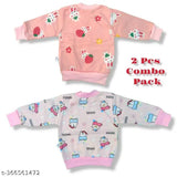 Morvika winter semi wool unisex baby clothing sets (6-12 months, 0-1 years, 2-3 years) - printed net full sleeve t-shirt & pant combo pack