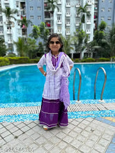 Purple Shibori Print Mulmul SkirtTop with Dupatta in comfortable cotton, Indian traditional ethnic wear for kids aged 12 months to 7 years