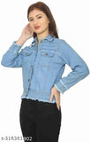 Light blue denim jacket, solid pattern, long sleeves, sizes: S, M, L, XL, made in India